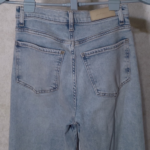 NWOT 7forAM Luxe Vintage Wide Leg High Waist Raw Hem Stretch Faded Jeans Sz27/30 - Picture 4 of 8